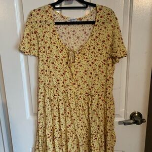 love, Fire Yellow Floral Summer Dress
